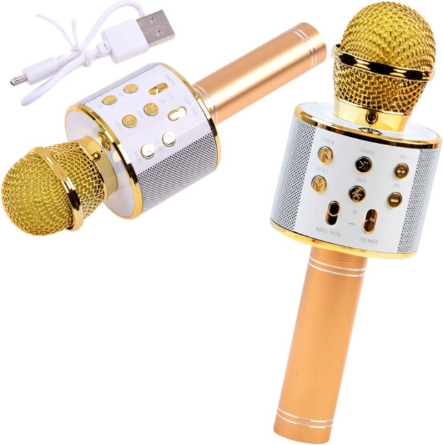 Microfono karaoke Bluetooth wireless con altoparlante integrato – Oro