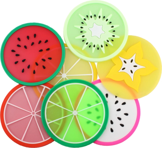 Sottobicchiere con motivo frutta 8,5 × 8,5 cm in PVC