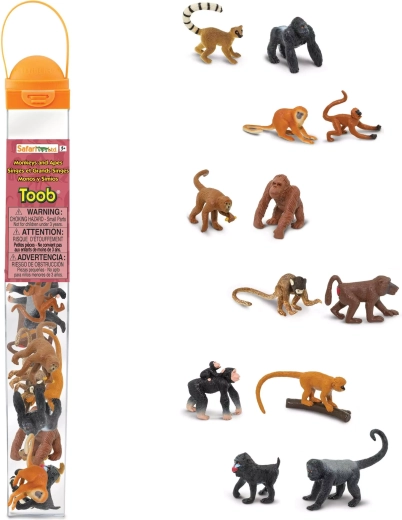 Tubo con statuine di primati e scimmie Safari Ltd.