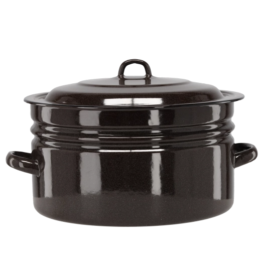 Pentola smaltata 25 l, diametro 40 cm, marrone con coperchio