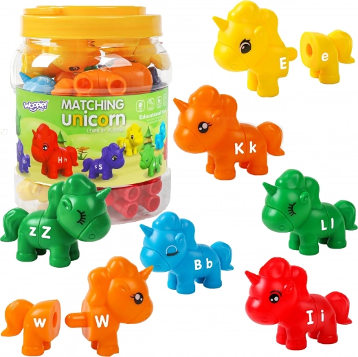 Set educativo Montessori Unicorno per assemblaggio "Assegna le lettere" 13 pezzi