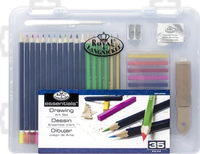 ROYAL & LANGNICKEL set da disegno in box di plastica, 35 pezzi
