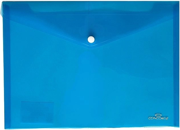 Cartellina portadocumenti CONCORDE con bottone A4 – blu trasparente