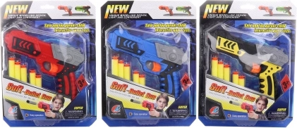 Pistola di plastica con proiettili in foam con ventose