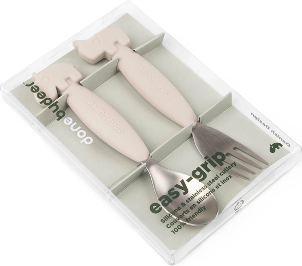 Done by Deer set di cucchiaini e forchettine per bambini Easy-grip Deer friends sabbia