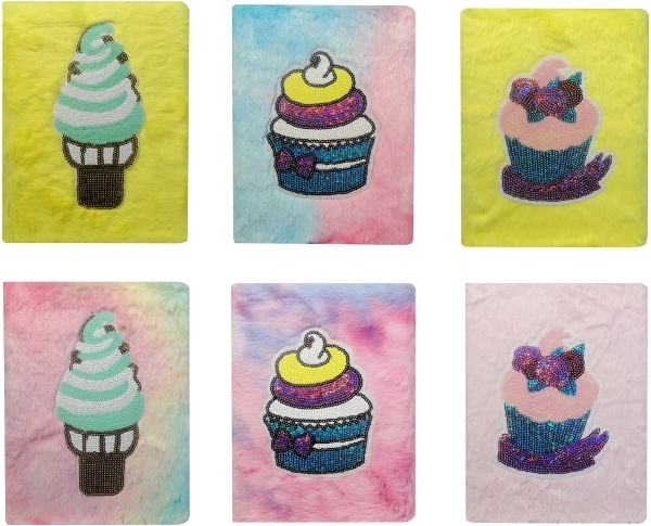 Diario peluche con muffin e gelato di paillettes