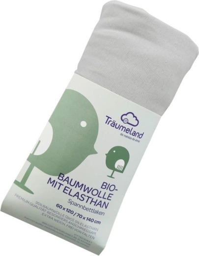 Träumeland lenzuolo per passeggino in cotone biologico con elastan 35 × 78 cm grigio chiaro