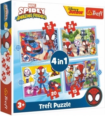 Puzzle 4 in 1 Spidey e i suoi fantastici amici (12, 15, 20, 24 pezzi)
