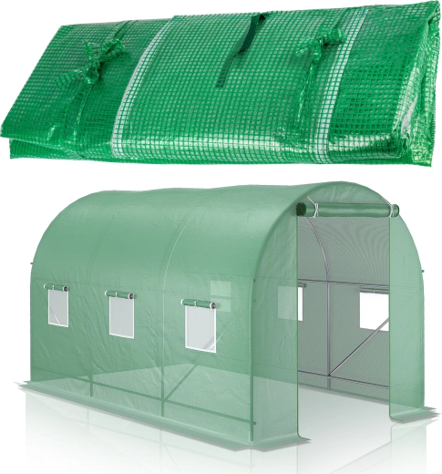 Serra da giardino in pellicola 2,5 × 3 × 2 m con rete PE verde