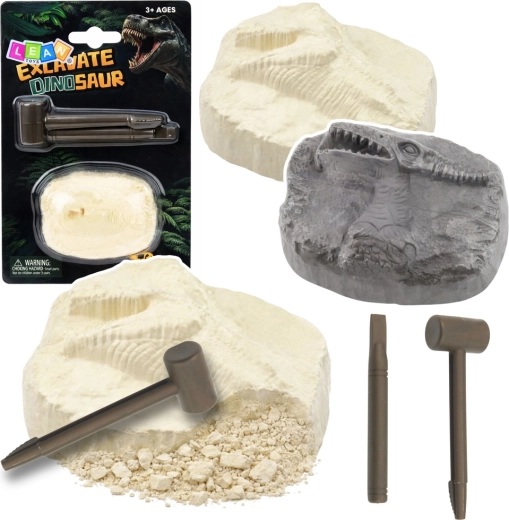 Set archeologico – scavi di dinosauro nella pietra con strumenti