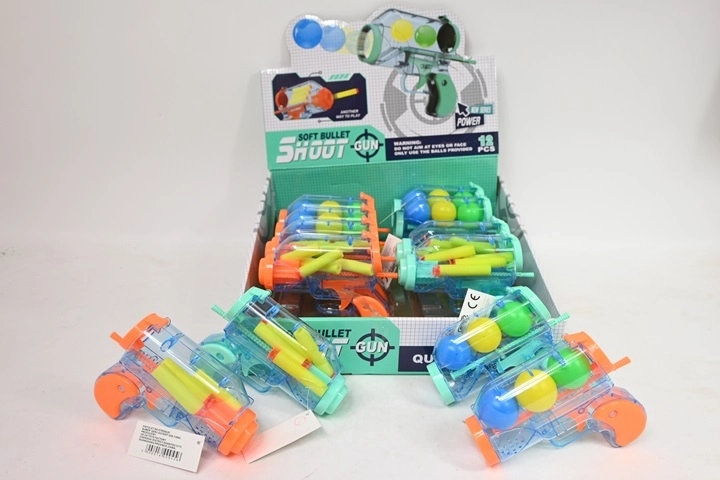 Pistola lancia-proiettili per bambini con dardi e palline in gommapiuma (set da 12 proiettili)