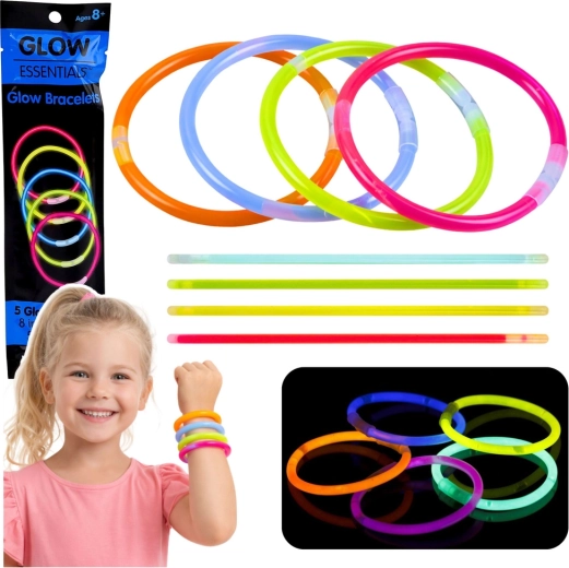 Braccialetti luminosi fluorescenti Neon Stick per il buio, 5 pz