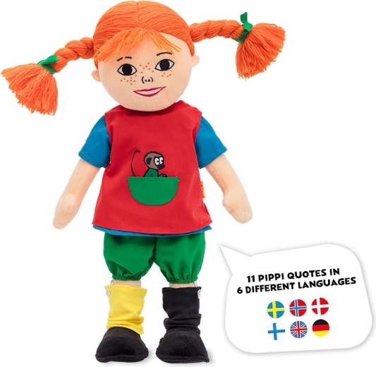 Bambola parlante morbida Pippi Calzelunghe 40 cm