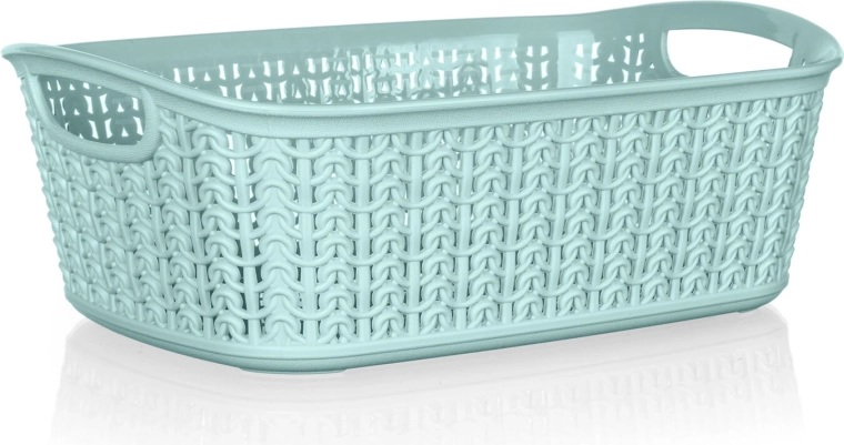 Cestino in plastica effetto rattan 3 l, menta, 26,5 × 20 × 9,5 cm
