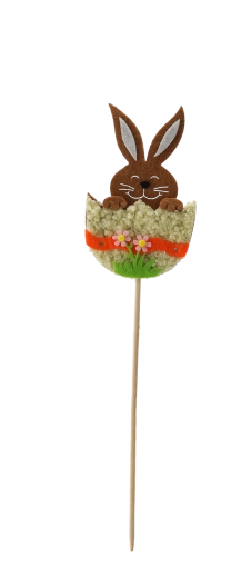 Decorazione pasquale su stecco con coniglietto nel guscio 6 × 10 cm, assortimento di colori