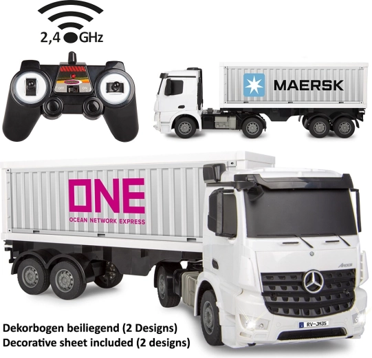 Autocarro portacontainer RC Mercedes-Benz Arocs 1:26 con radiocomando a 2,4 GHz