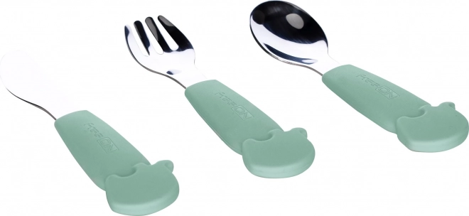 Set di posate per bambini FreeON in acciaio inossidabile verde