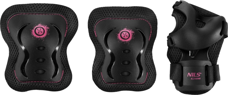 Set di protezioni per pattini e monopattino NILS Extreme H320 Fly rosa – XL