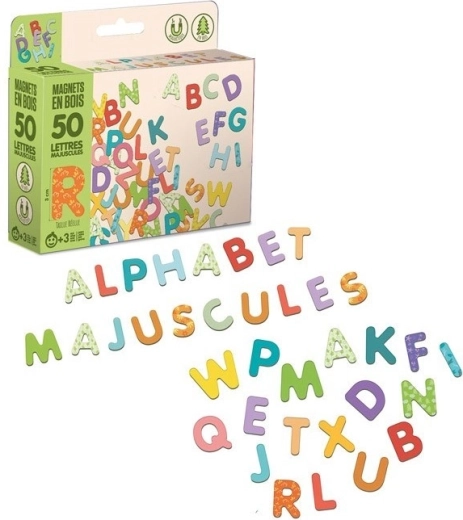 Jeujura lettere grandi magnetiche in legno 50 pz