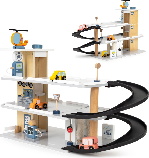 Garage in legno con ascensore e autolavaggio ECOTOYS