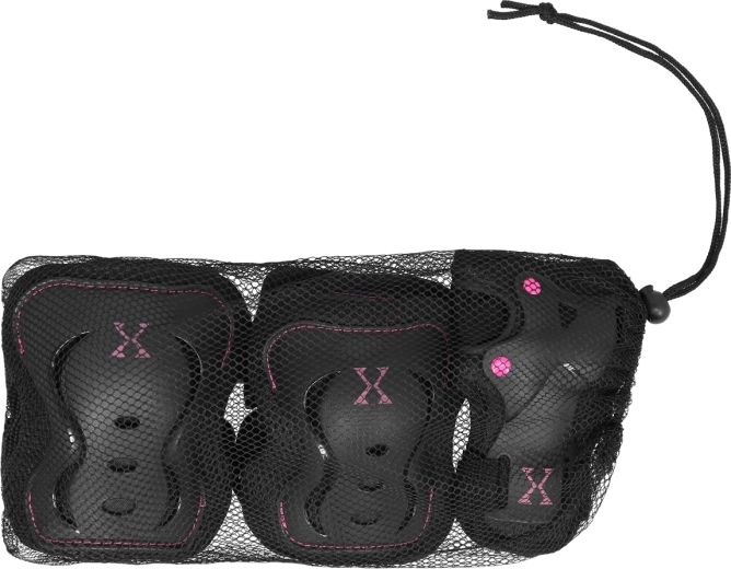 Set di protezioni per sport su rotelle NILS Extreme H320 nero‑rosa – S