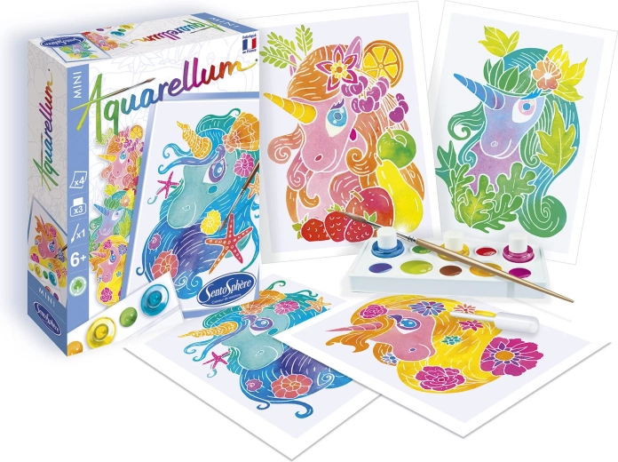 Sentosphere set creativo ad acquerello Aquarely mini Unicorni