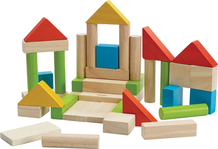 Plan Toys blocchi/cubetti in legno colorati 40 pz