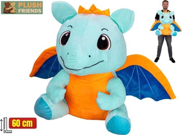Plush Friends drago di peluche azzurro chiaro 60 cm (seduto)