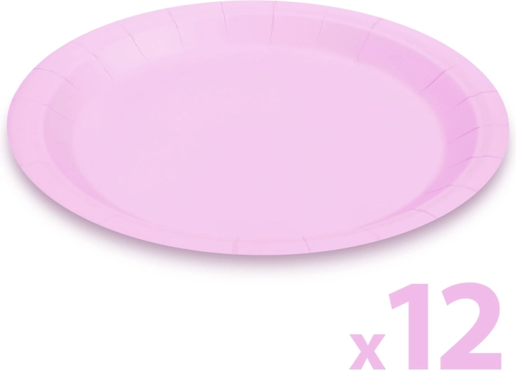 Set di piatti di carta rosa da 23 cm, 12 pezzi