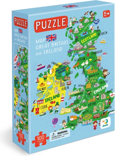 Puzzle mappa del Regno Unito e dell’Irlanda del Nord 100 pezzi DODO