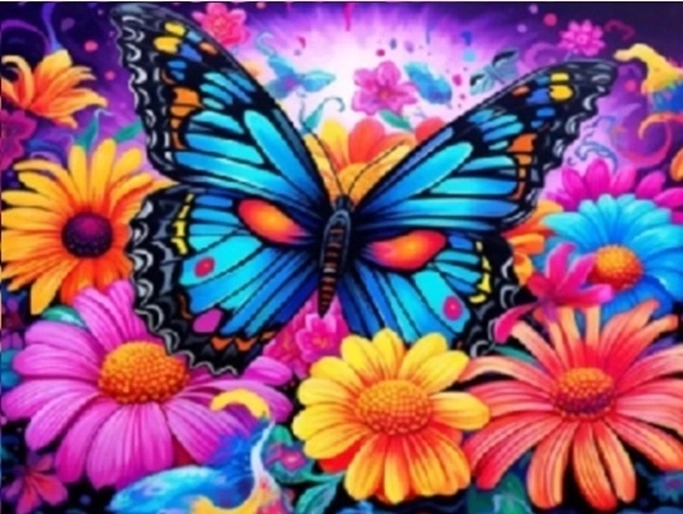 Norimpex Dipingere con i numeri Farfalla colorata tra i fiori 40 × 50 cm