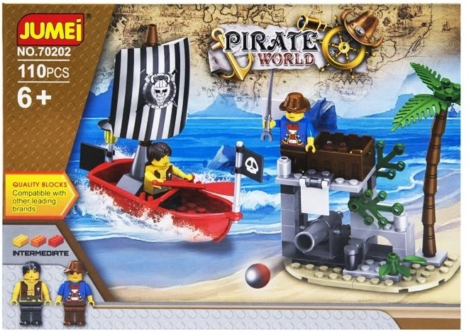 Costruzioni Jumei Pirate World 110 pezzi, nave pirata e torre di guardia - 1 pezzo
