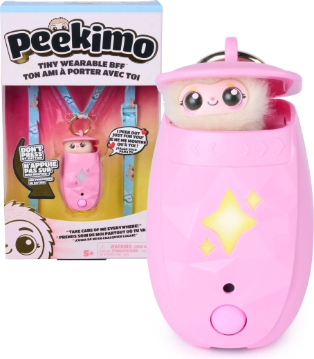 Spin Master Peekimo, animaletto elettronico interattivo rosa e ciondolo - 1 pezzo