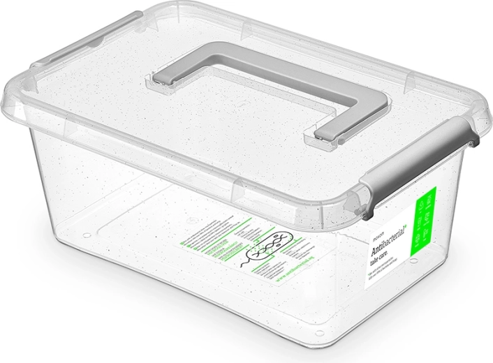 Box contenitore antibatterico con coperchio e maniglia 4,5 l