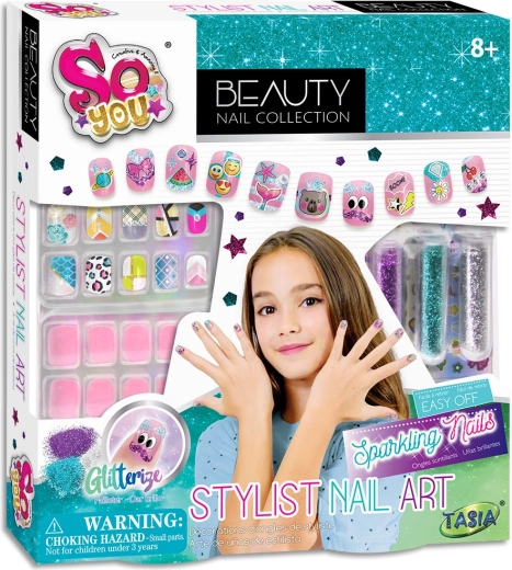 Set elegante per nail art con glitter e adesivi TASIA