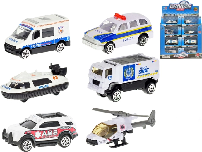 Set di veicoli di polizia in metallo 1:64 – 24 pz