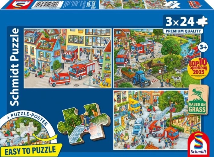 Puzzle pompieri 3×24 pezzi