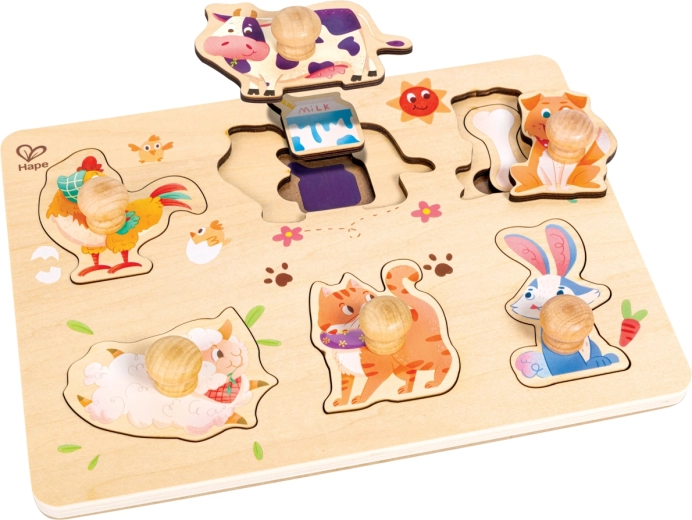 Puzzle in legno a strati Fattoria con pomelli Hape