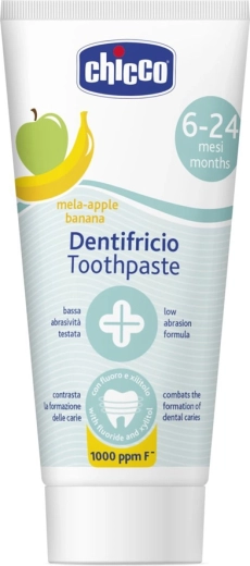 Chicco dentifricio per bambini mela–banana con fluoro 50 ml (6–24 mesi)