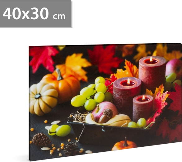Quadro LED con candele, 40 × 30 cm