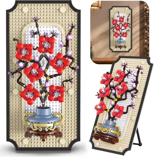 Set di costruzione decorativo: fiori in vaso in una cornice