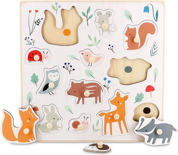 Puzzle in legno con pomelli Animali del bosco VILAC – design Sarah Betz