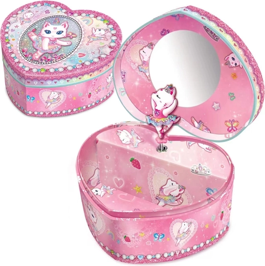 Scatola portagioie musicale gatto Cuore