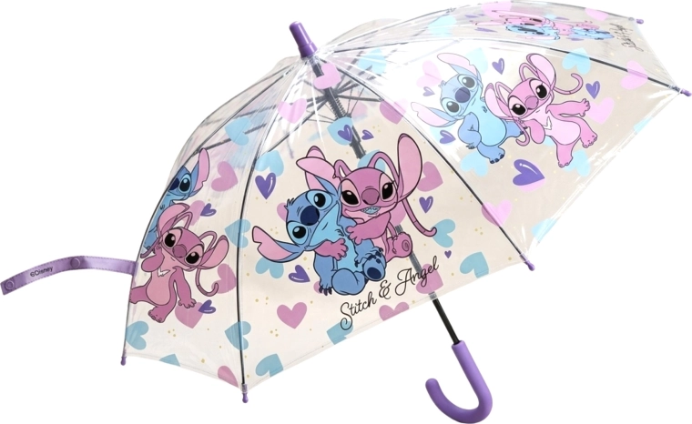 Ombrello trasparente per bambini Disney Lilo & Stitch – Stitch e Angel
