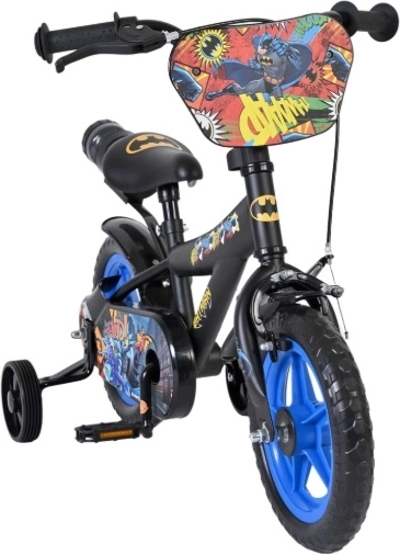 Bicicletta per bambini 12" Batman con rotelle stabilizzatrici e borraccia