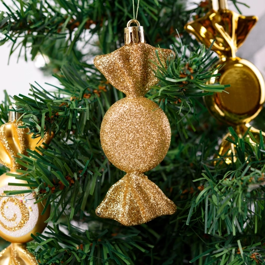 Set di decorazioni natalizie a forma di caramella dorata, 6 pezzi