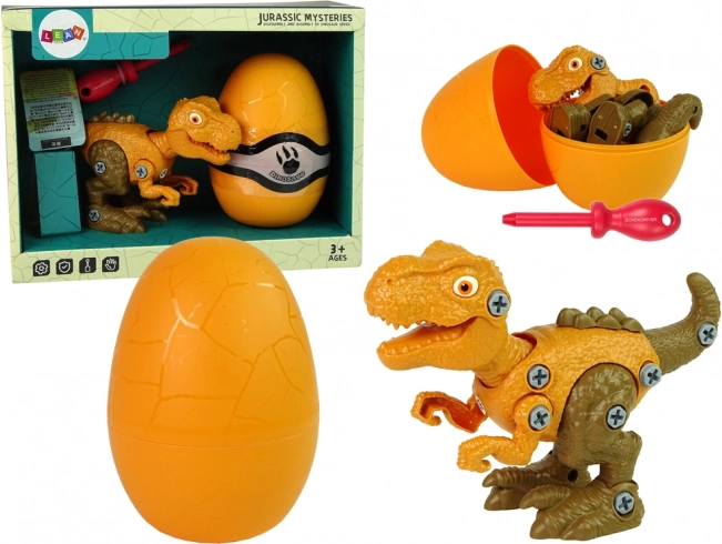 Kit di costruzione dinosauro Tyrannosaurus rex con ovetto e cacciavite – arancione