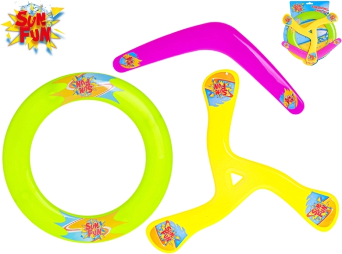 Set di dischi volanti SUN FUN – frisbee, disco ad anello e boomerang