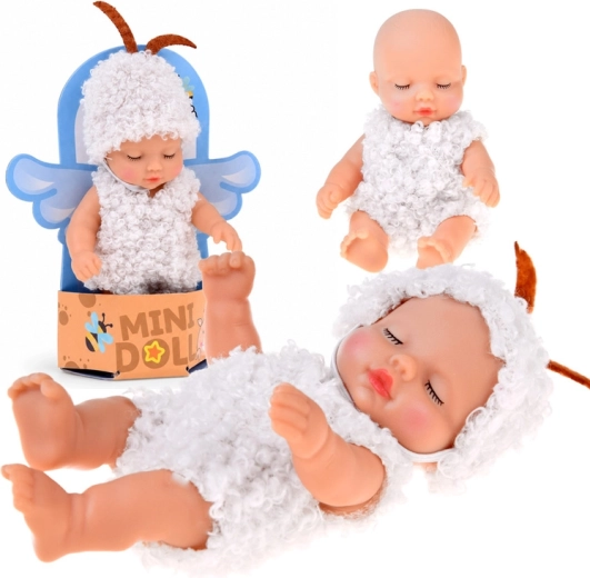 Mini bambola bebè pecorella 11 cm con arti mobili