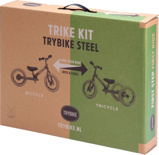 Trybike Vintage kit di conversione da bici senza pedali a triciclo con ruota color crema